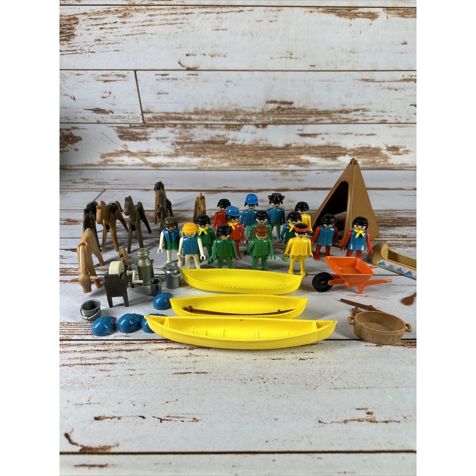 Vtg Playmobil Lot of 47 Pieces Includes Figures, Animals, & Accessories VGC