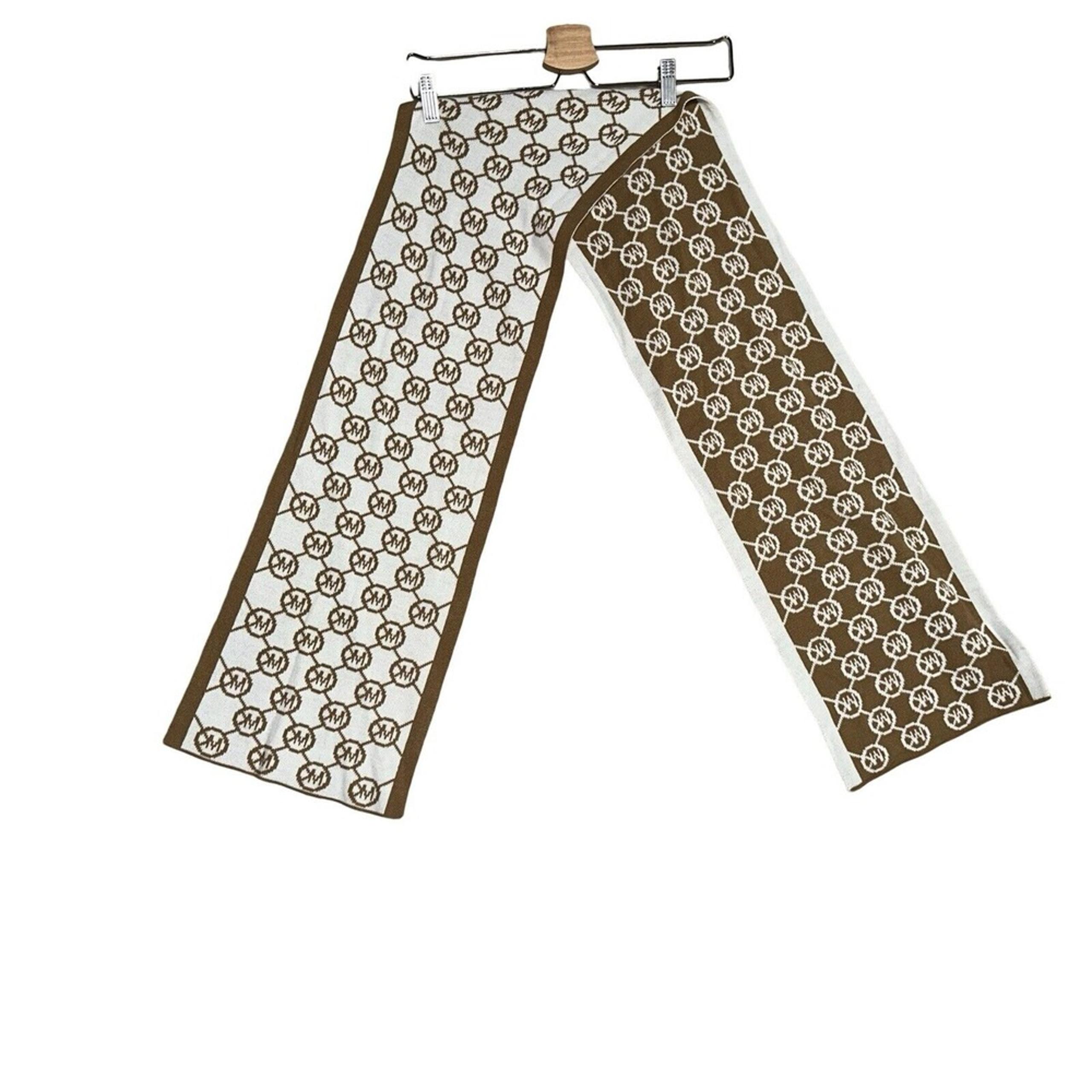 Michael Kors Scarf 65" Camel w/ MK Jet Set Logo Print NEW Tan Luxury Winter Snow
