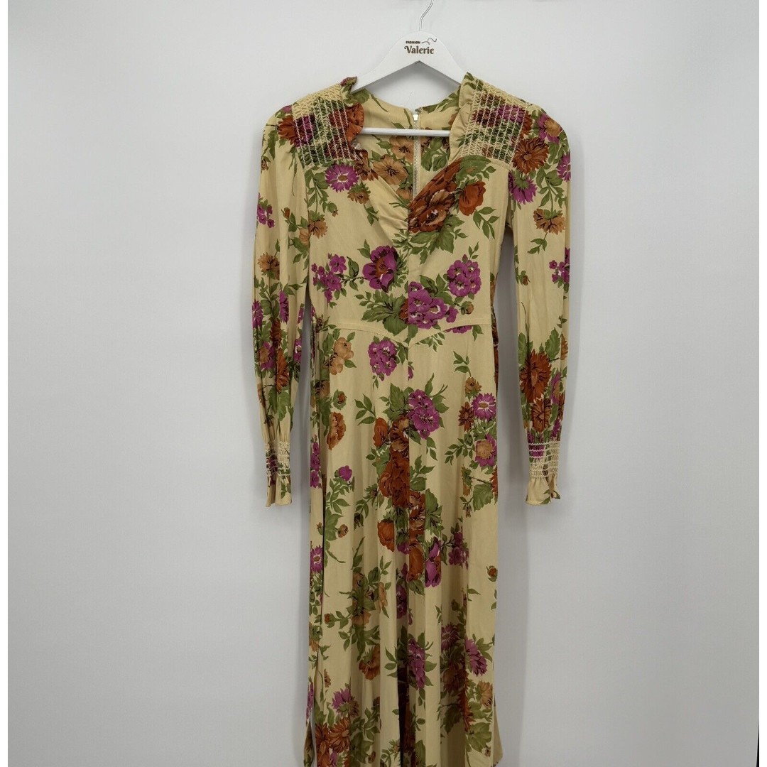 Vintage Unbranded Multicolor Floral Dress Long Peasant Smocked Cottage Size 5