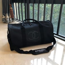 Chanel Beauty Makeup Duffle Bag nylon canvas with chain in black