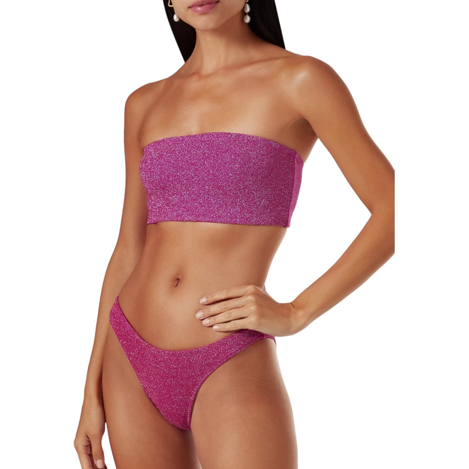 GOOD AMERICAN Bikini Sparkle Better Band GW Cheeky Hawiian Pink - 3XL (GA 6) NWT