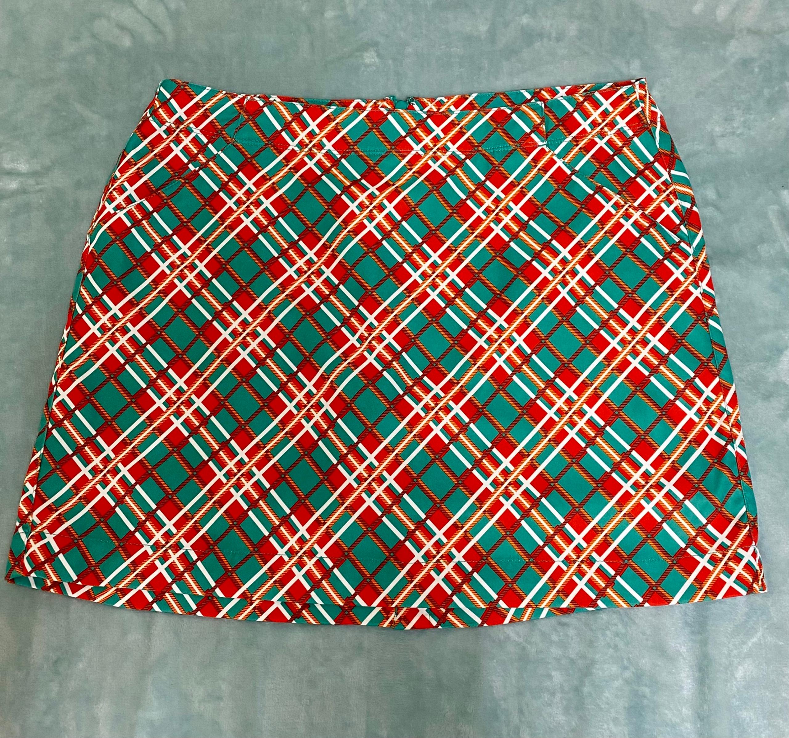 PGA Tour Women’s Size 6/8 Mini Skirt Athletic Shorts Plaid Skort W/ Pockets EUC