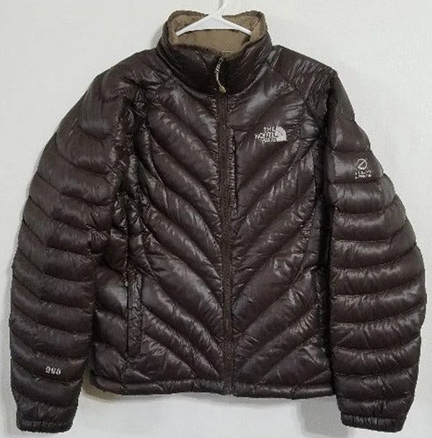 North Face Womens Small Brown Jacket Quilted Goose Down Winter Puffer Puff Coat