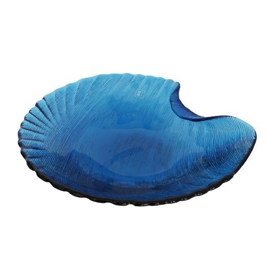 IVV Italy Blue art glass hand blown scalloped sea shell inspired bowl