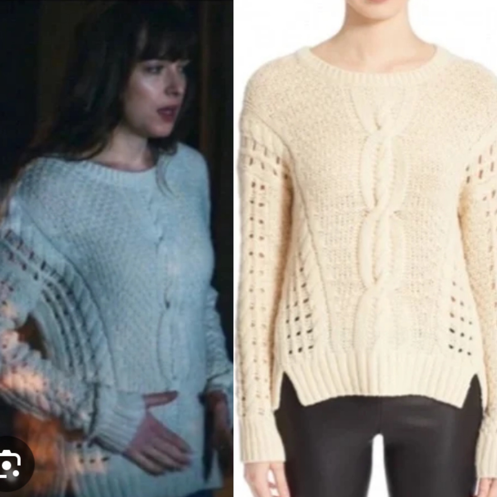 Vince Cable Knit Sweater Wool Yak Openwork Knit Scoop Neck Cream Womens size XS