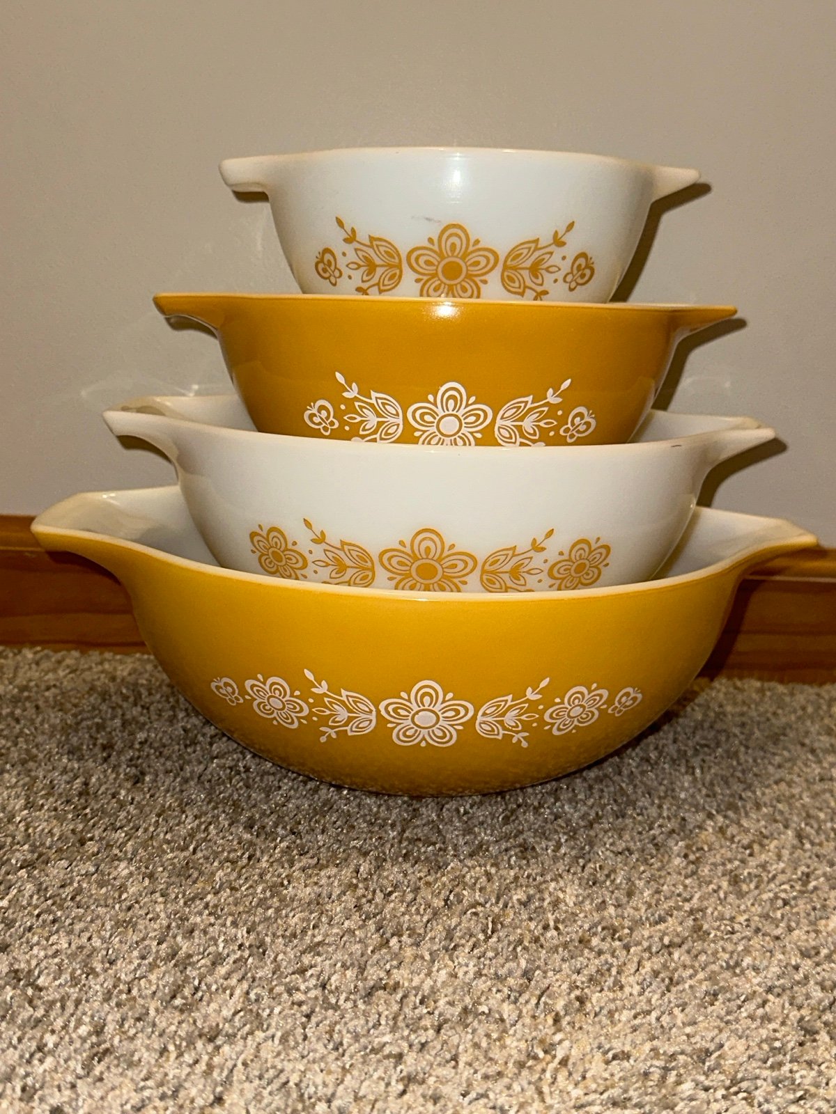 Pyrex Golden Butterfly Nesting Bowls Set of 4