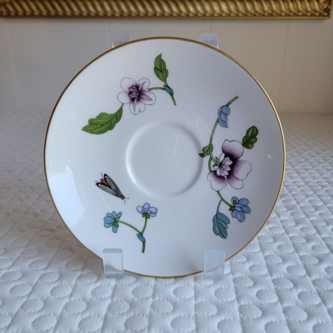 Vintage Royal Replace Worcester Astley True Porcelain White Floral Set 8 Saucers
