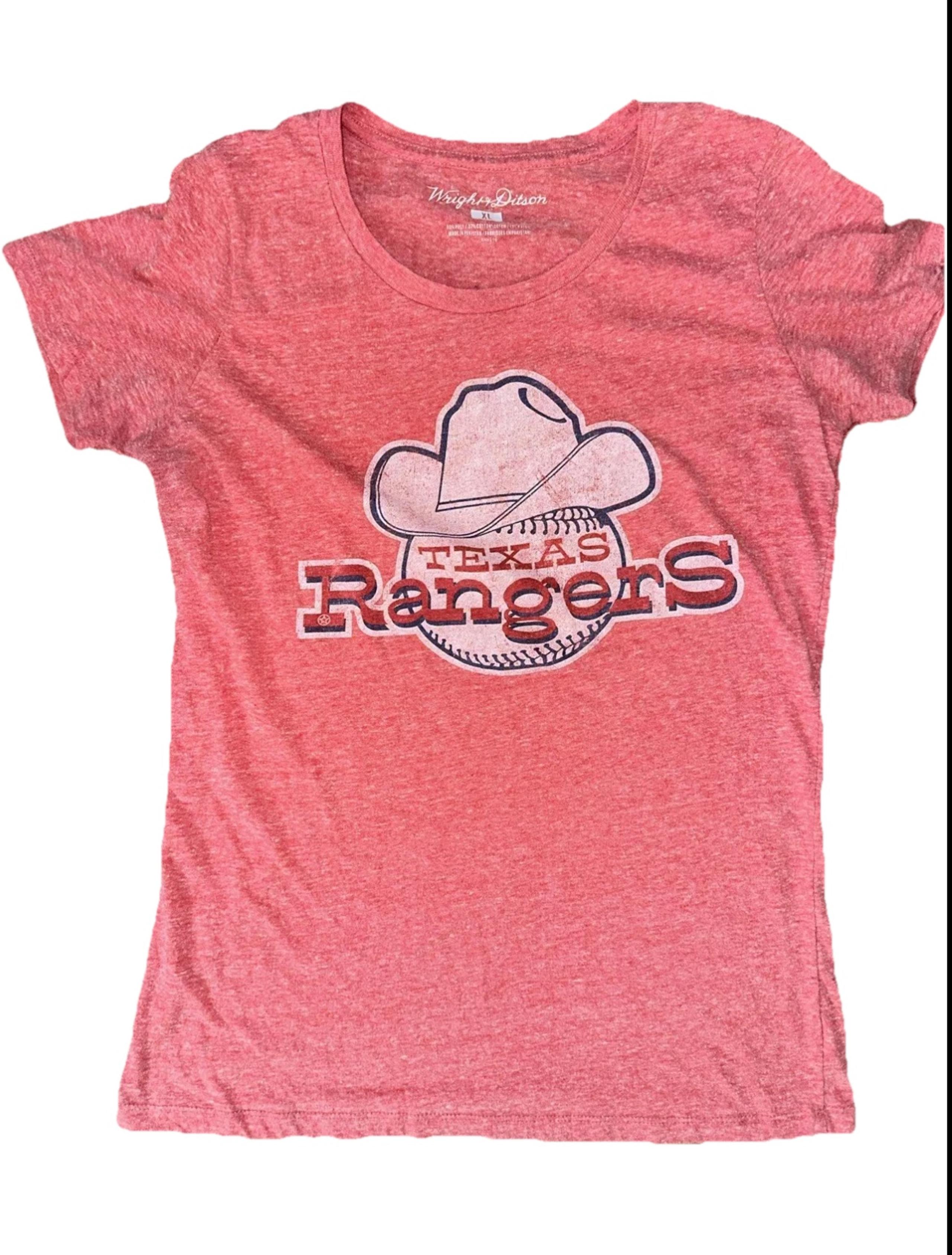 Wright & Ditson Texas Rangers Baseball T-Shirt Women XL MLB Old Logo Soft Tee