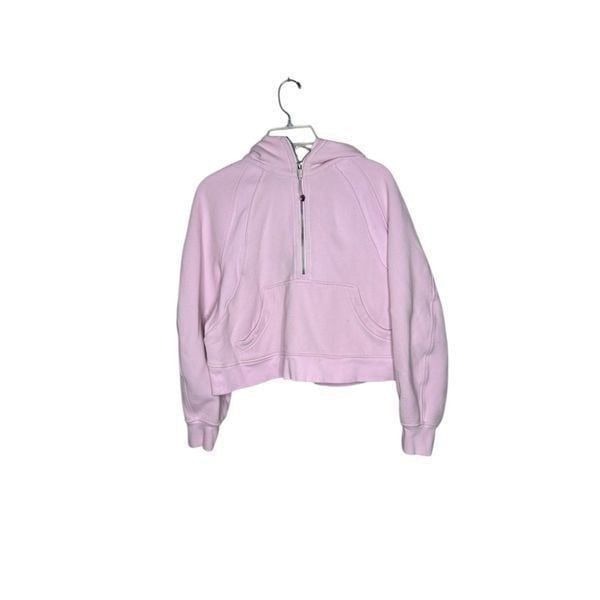 Lululemon Cropped Half Zip Scuba Hoodie Sweatshirt In Strawberry Milkshake. M/L.