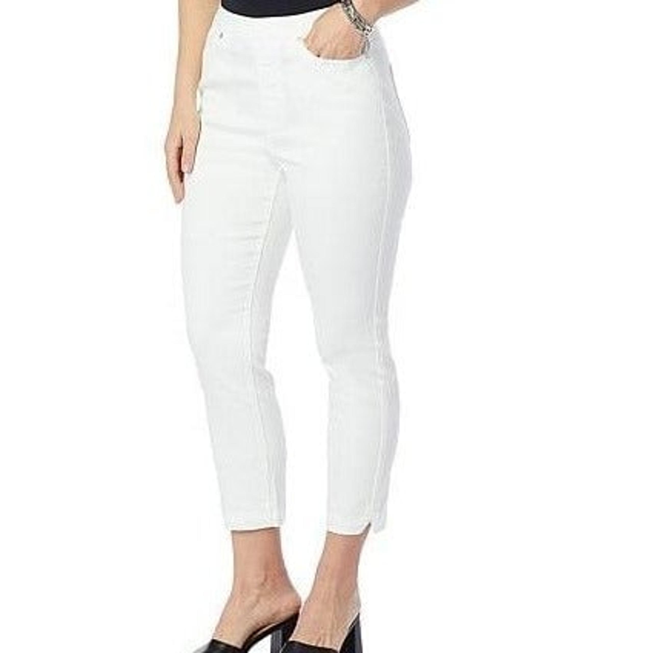 DG2 By Diane Gilman New Classic Stretch Split Hem Pull-On Capri 793-221 White PX