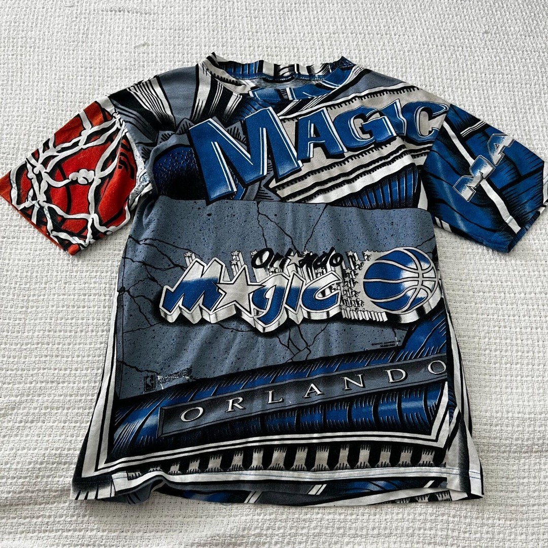 Orlando Magic Johnson T's Shirt All Over Print Blue Basketball NBA youth Kids M