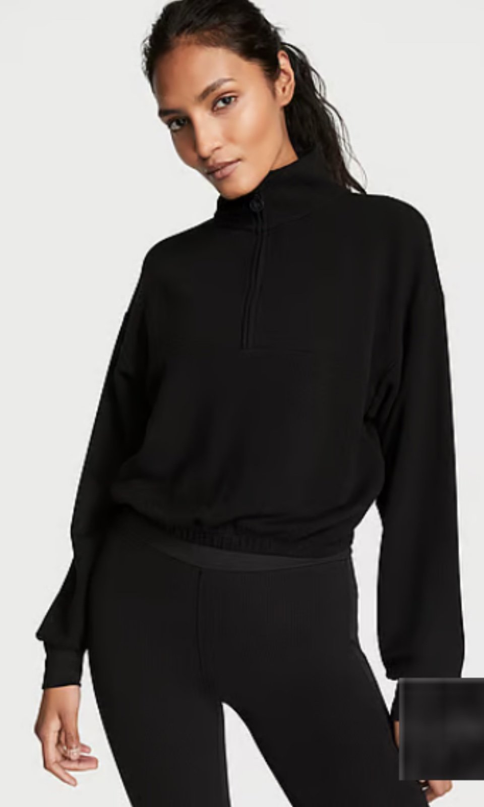 Double Waffle Knit Half-Zip Mock- Neck Pullover