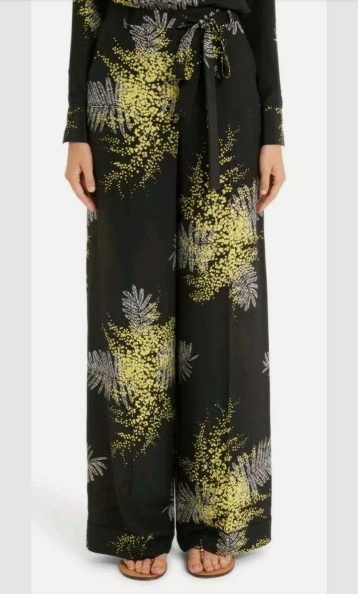VALENTINO Print Silk Wide Leg Pants