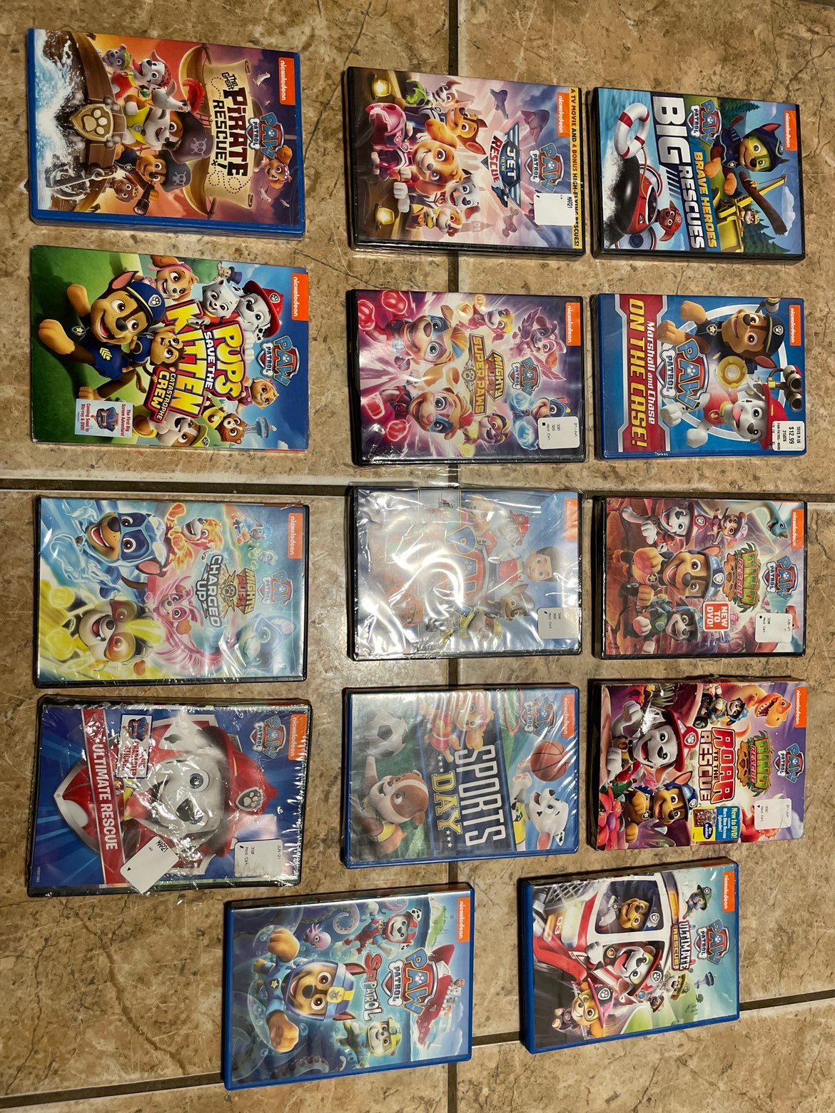 Paw Patrol Dvd Lot: Mighty Pups Charged Up, Super Paws, Dino Rescue, Sports Day,