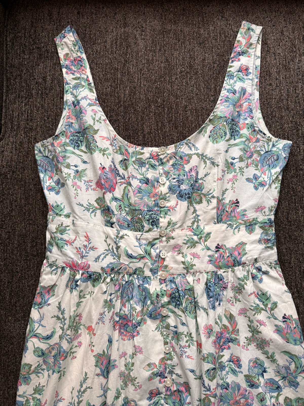 NWT J. Crew Button Front Dress English Garden Item AZ812 Ivory Multi Size 4