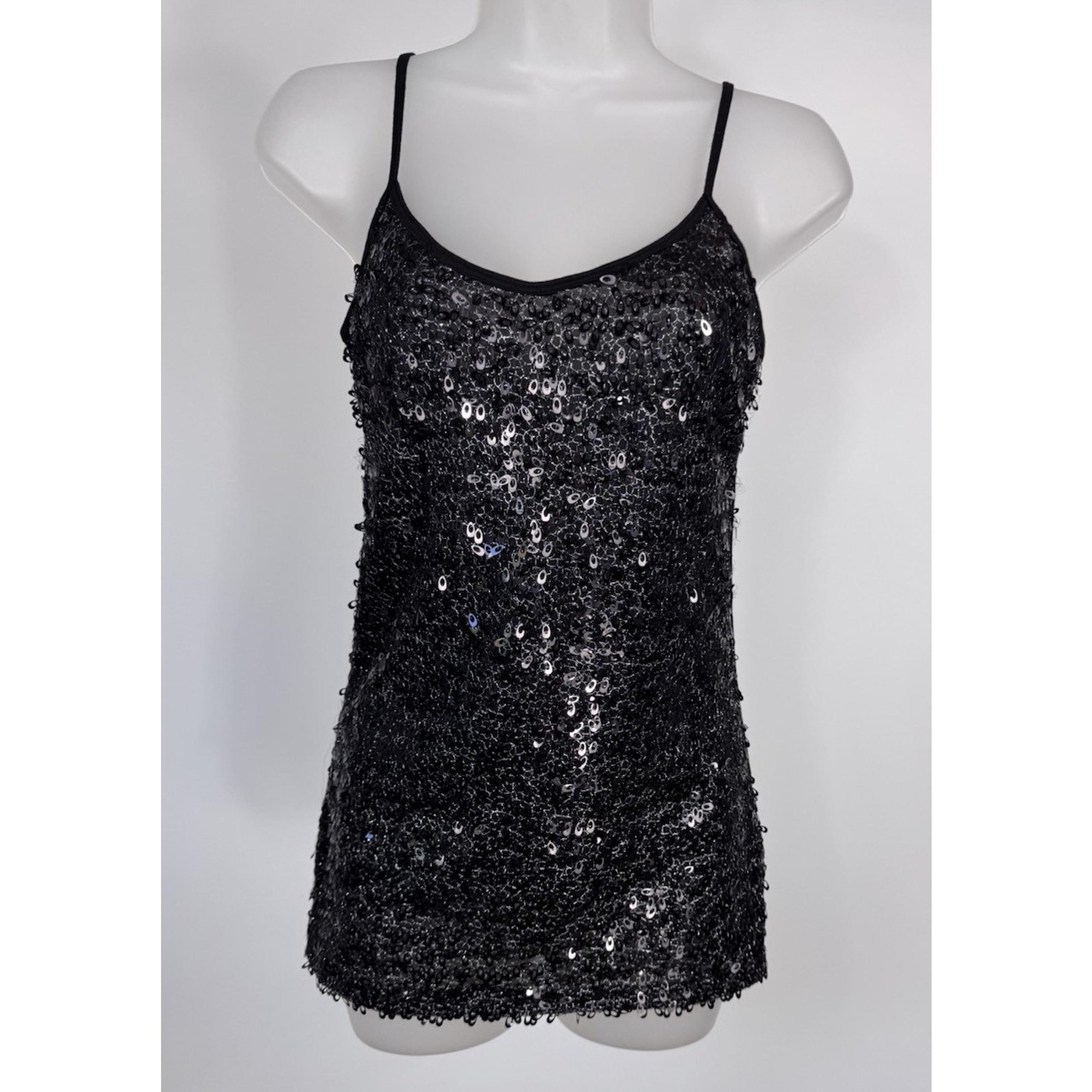 Ya Los Angeles Sequin Tank Top Black Women’s Small
