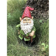 Garden Gnome Statue 10 - Outdoor Garden Gnomes - Lawn Gnome (Green)