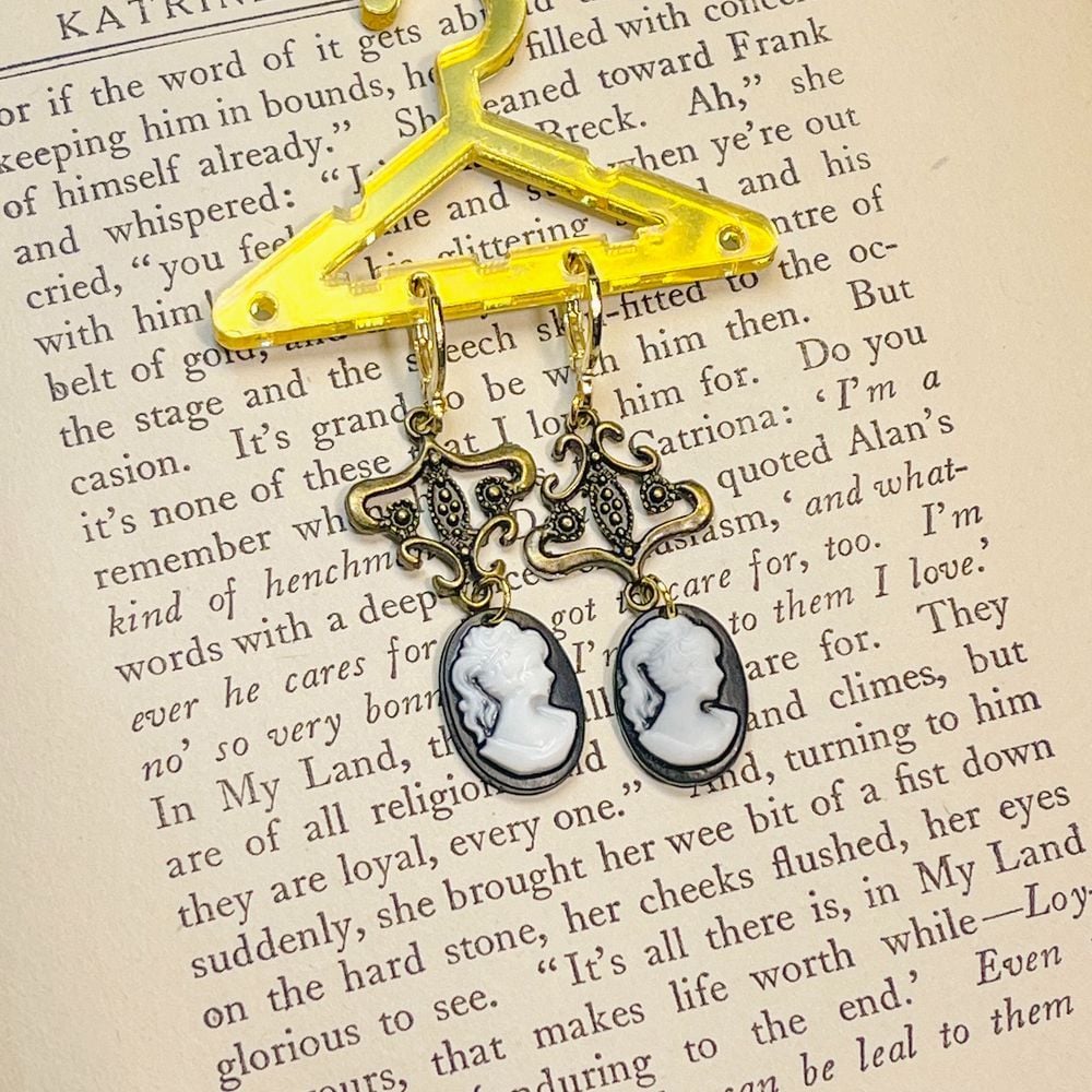 14k Gold filled huggie hoop Cameo Earrings