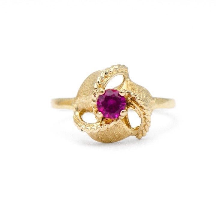 14k Yellow Gold Lab-Created Ruby Ring