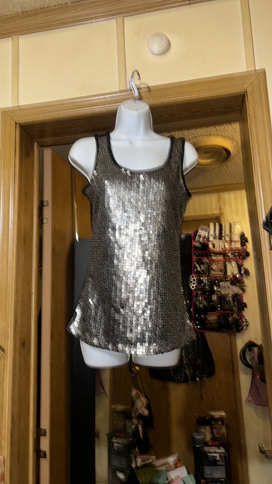 Studio Y Silver Square Sequence Tank Top