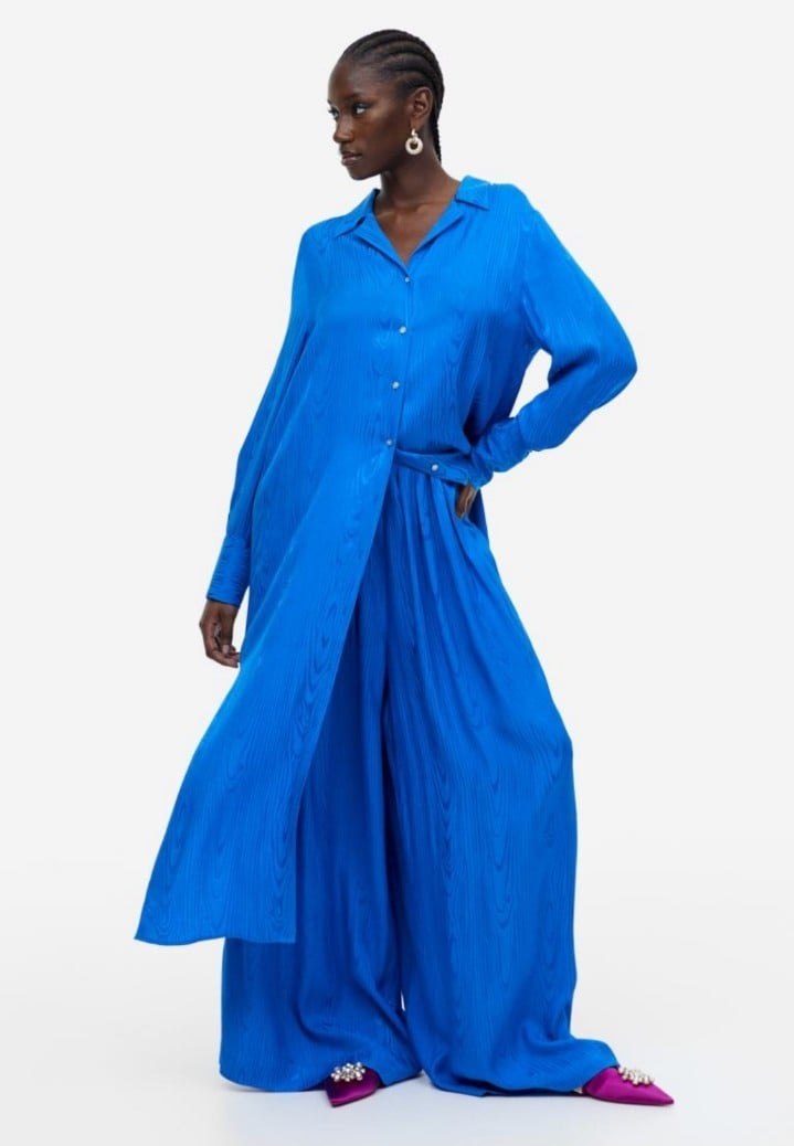 NWTs h&m limited edition pleated jaquard pants sz. M