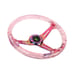 NEW JDM Universal 6-Hole 350mm Deep Dish Pink Crystal Bubble Steering Wheel