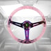 NEW JDM Universal 6-Hole 350mm Deep Dish Pink Crystal Bubble Steering Wheel