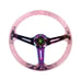 NEW JDM Universal 6-Hole 350mm Deep Dish Pink Crystal Bubble Steering Wheel