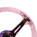 NEW JDM Universal 6-Hole 350mm Deep Dish Pink Crystal Bubble Steering Wheel