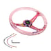 NEW JDM Universal 6-Hole 350mm Deep Dish Pink Crystal Bubble Steering Wheel