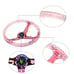 NEW JDM Universal 6-Hole 350mm Deep Dish Pink Crystal Bubble Steering Wheel