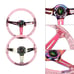 NEW JDM Universal 6-Hole 350mm Deep Dish Pink Crystal Bubble Steering Wheel
