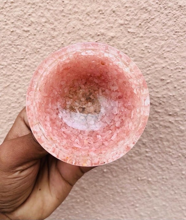 Large Rose Quartz Crystal Orgone Bowl Hand Carved Crystal Gemstone Bowl