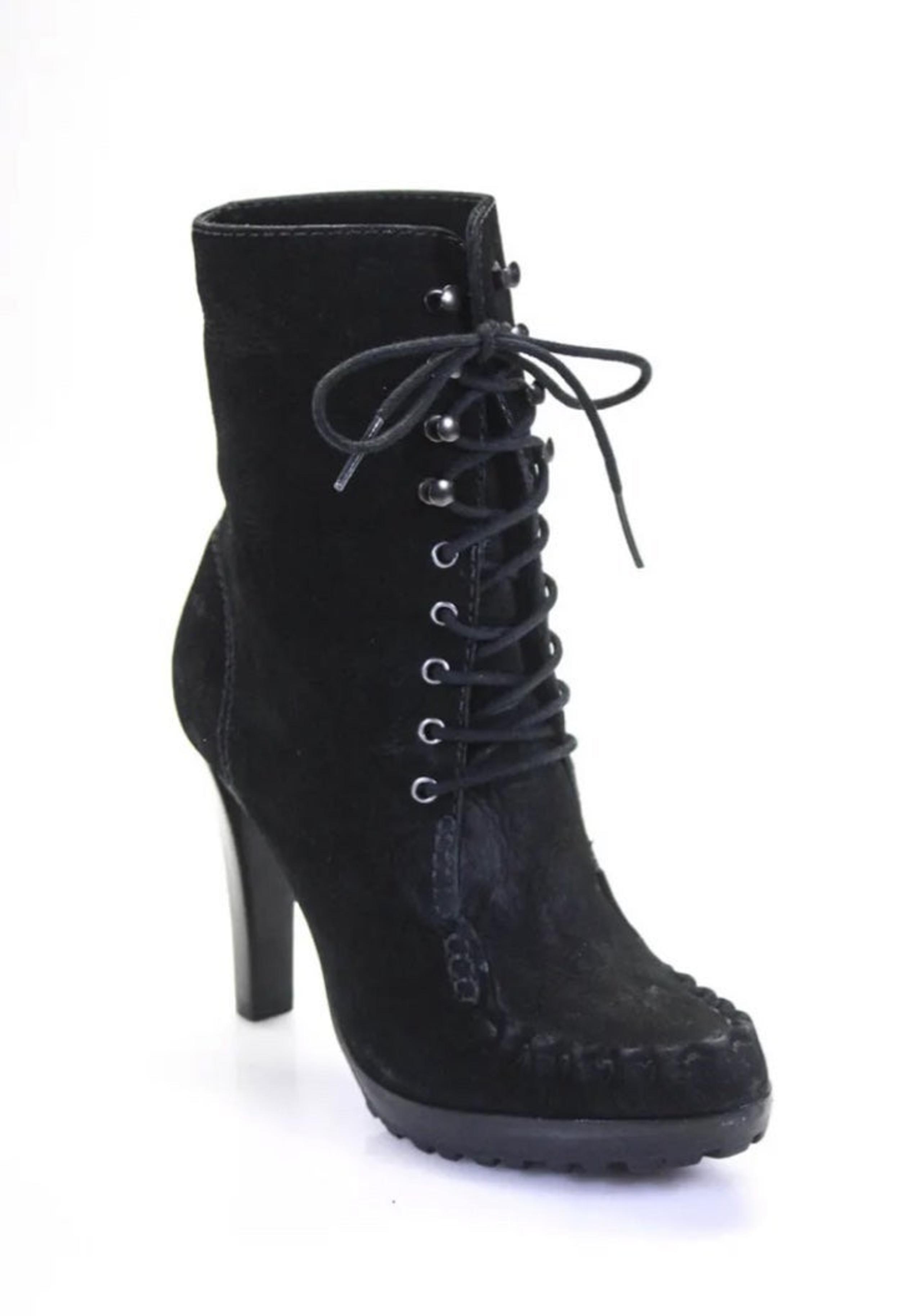 DVF Diane Von Furstenberg suede leather lace up heel Boots Women's