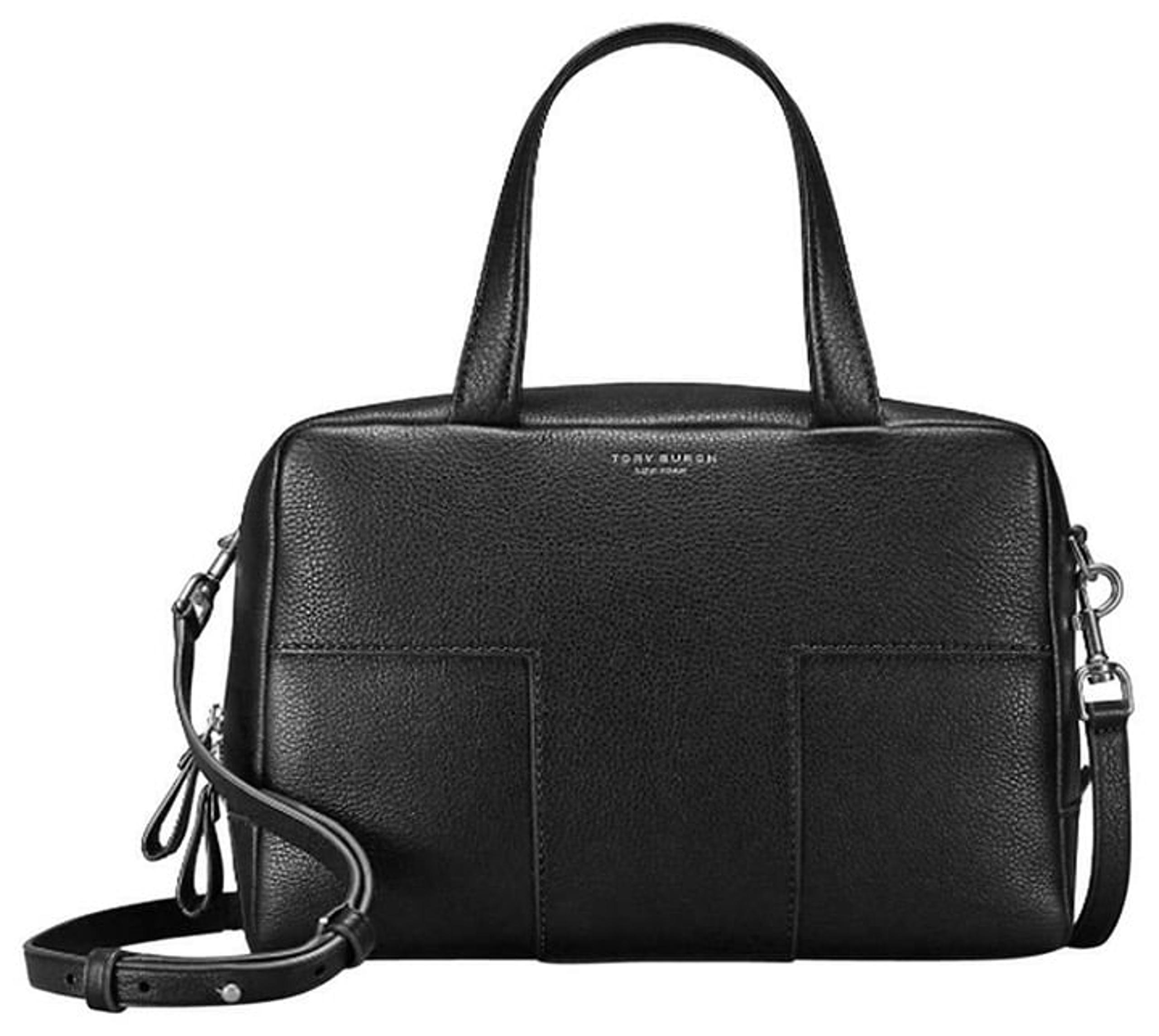 Tory Burch Black Pebbled Leather Block-T Satchel