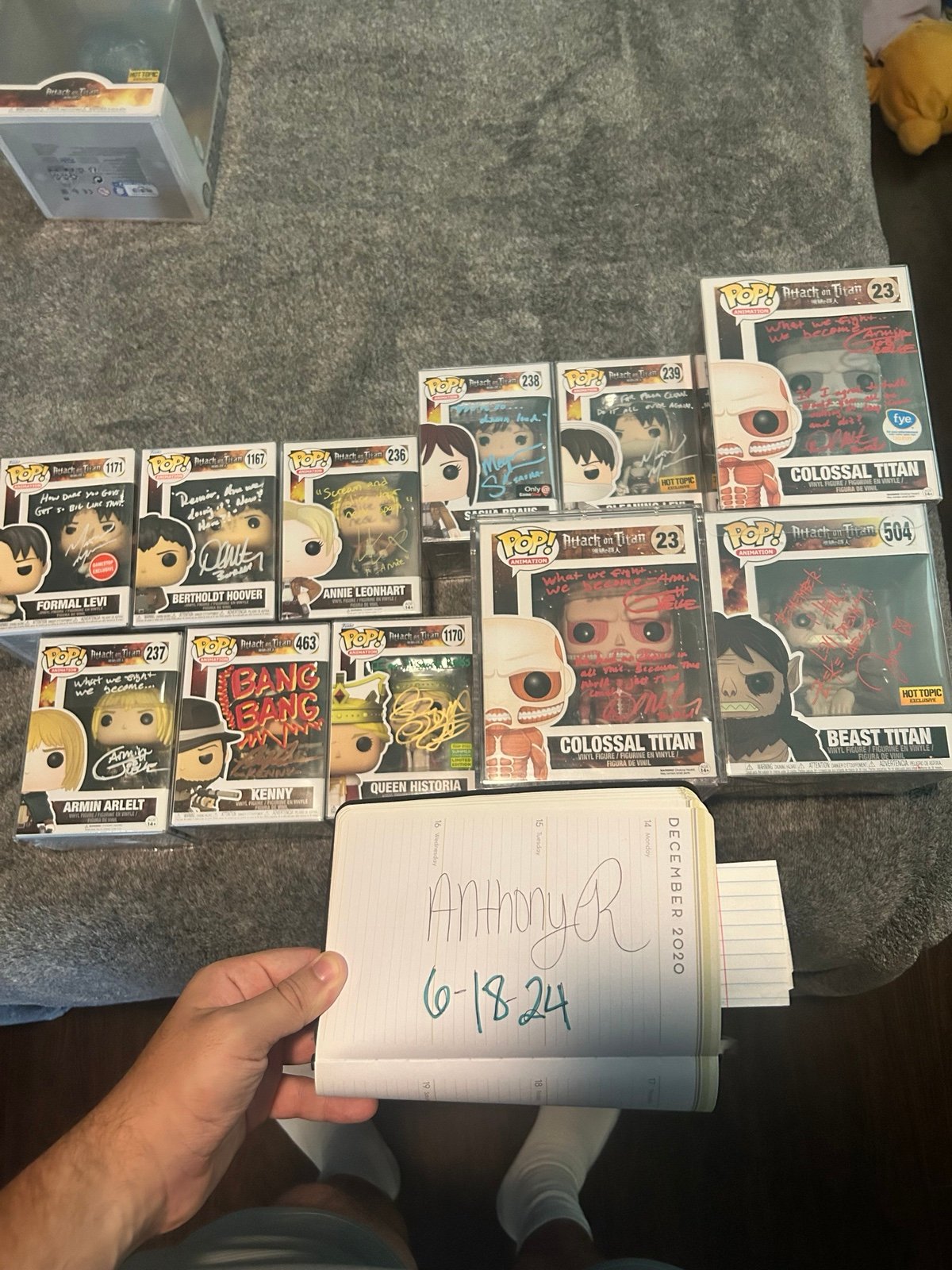SIGNED attack on titan Funko pop Lot