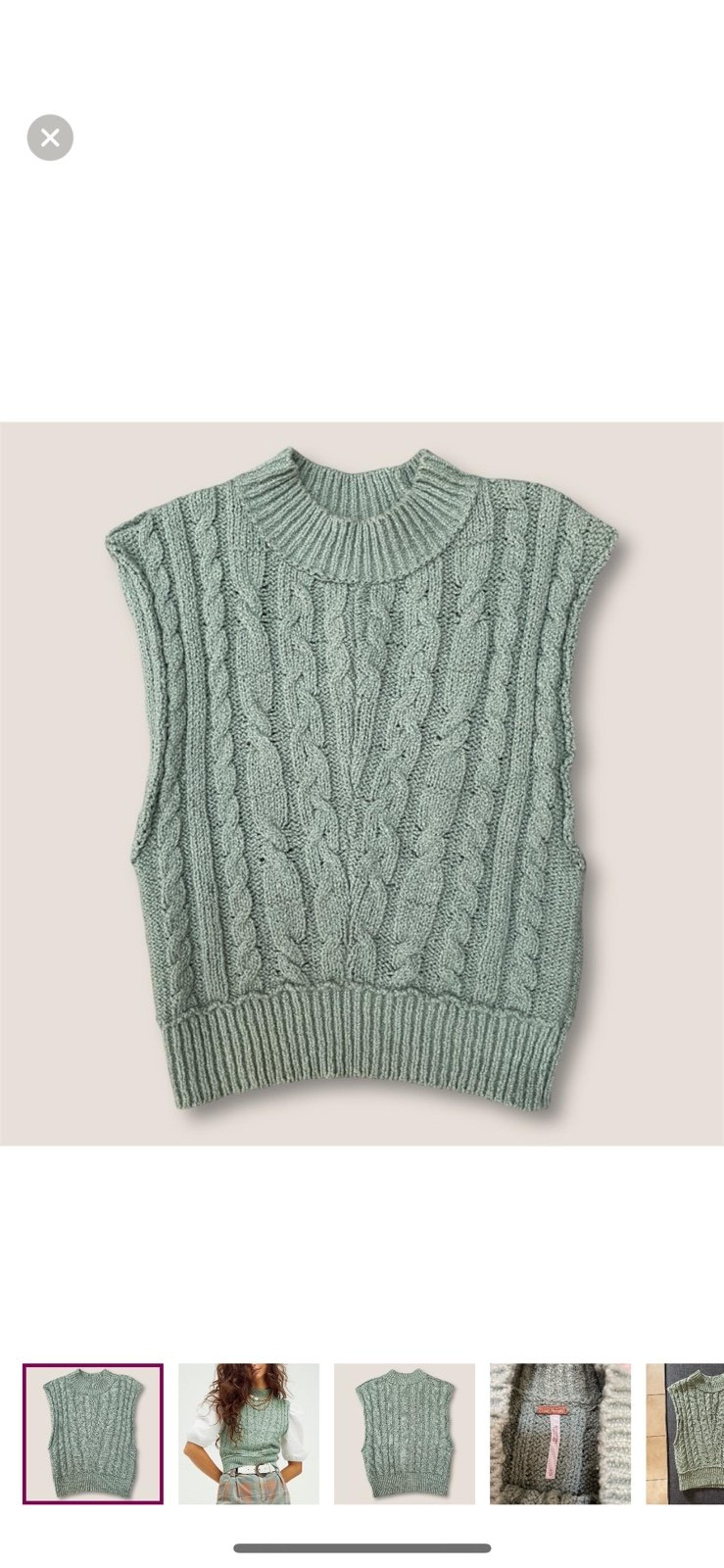 Quartz Cable Knit Vest in Mountain Mint Size S - Free People