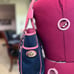 Vintage Coach blue canvas pink leather graphic Bonnie Cashin tote travel/school.