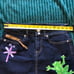 Upcycled Y2k style denim mini skirt with a unique design on the front