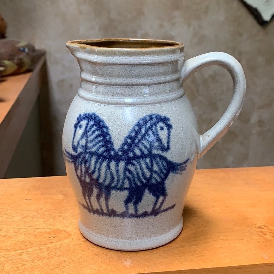 Zebra Stoneware Pottery Pitcher