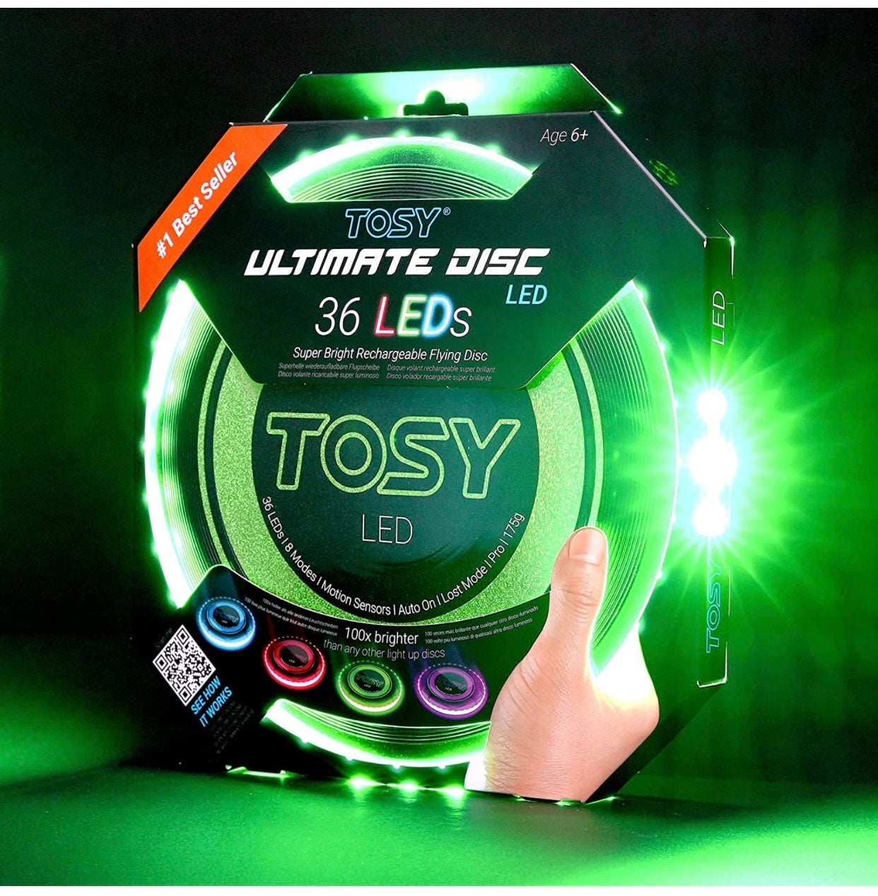 36 all around LEDs Flying Disc - Extremely Bright, Smart Modes, Auto Light Up