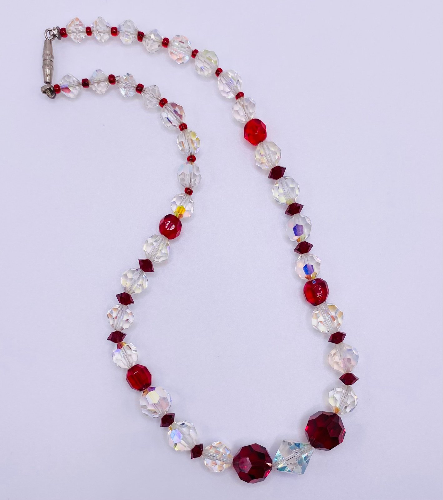 VINTAGE CRYSTAL NECKLACE LOT, Black, Red and Clear Crystals, Women’s Necklaces