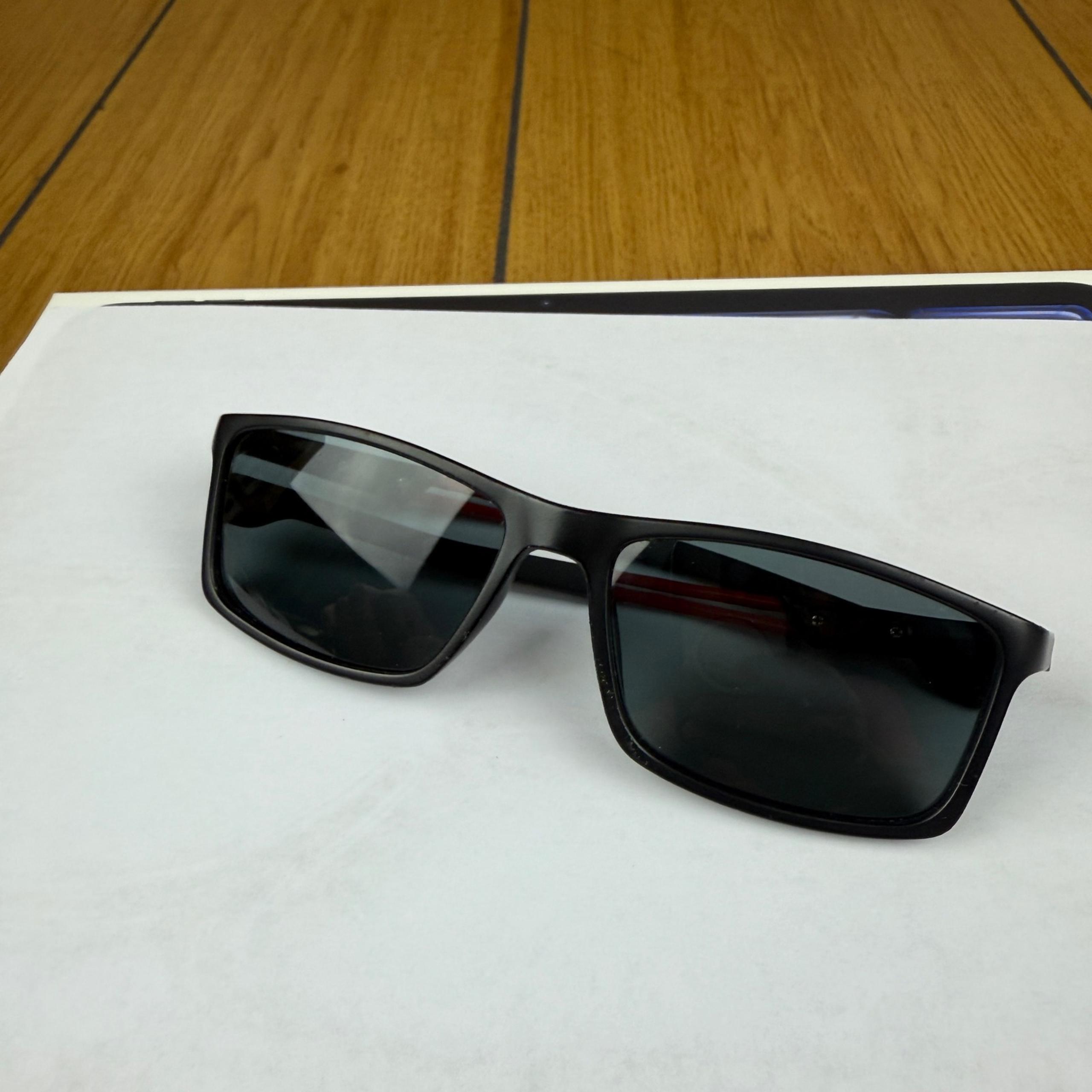 Carrera Sunglasses Rectangular Frame Black Red Accents Designer Eyewear