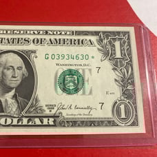 1 Dollar Bill Star Note G03934630