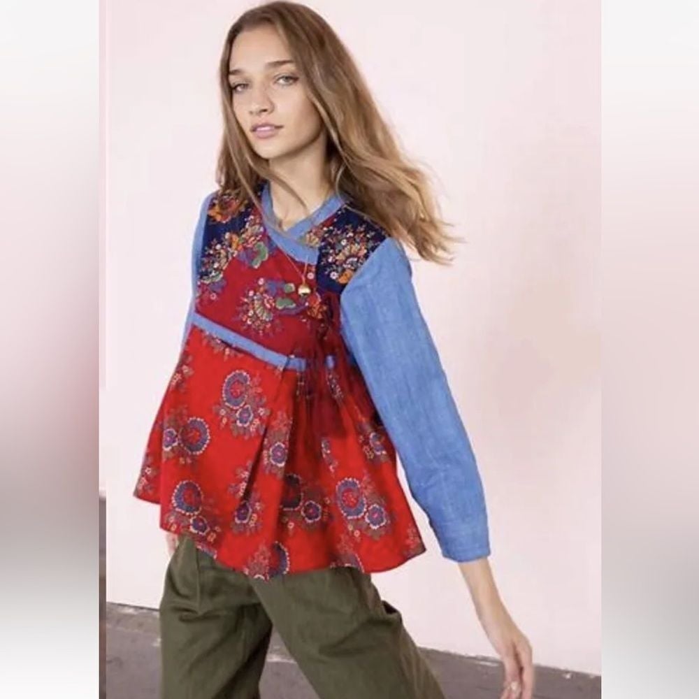 Ulla Johnson Vashti Patchwork Embroidered Wrap Top Blouse Jacket 4