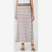 J Jill Linen Side-Button Maxi Skirt Elastic Waist Striped Pockets Women Large