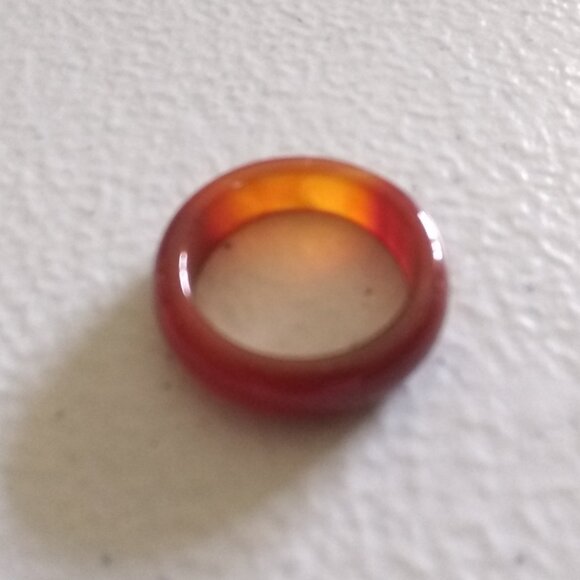 Orange Flame ~ Banded Agate Stone Ring Size 6.75 ~ Friendship Ring ~ Stack Rings