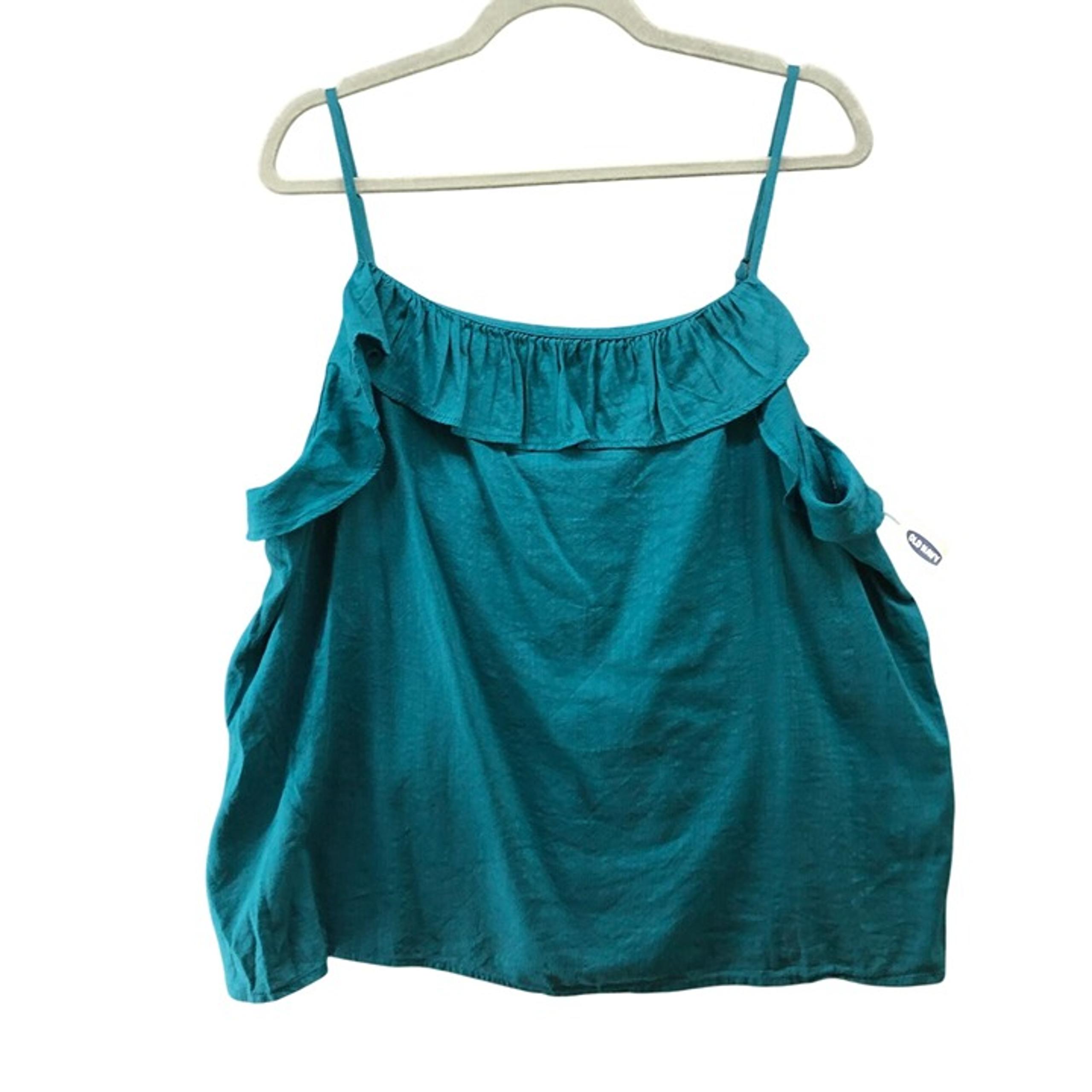 NWT Old Navy Cami Top Womens XXL Teal Ruffle Square Neck Relaxed