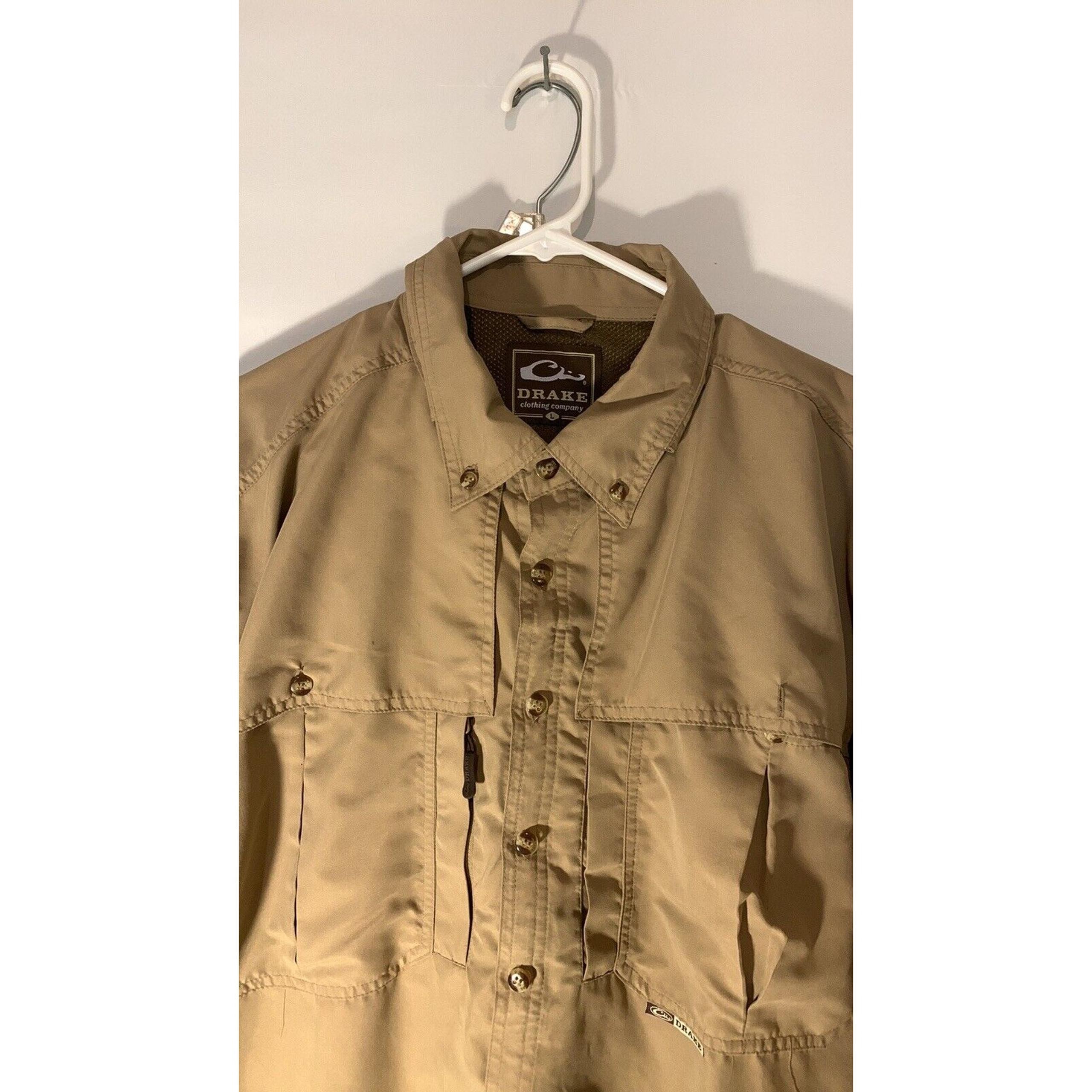 Mens Drake Button Down Shirt Long Sleeve Casual Large L Hunting