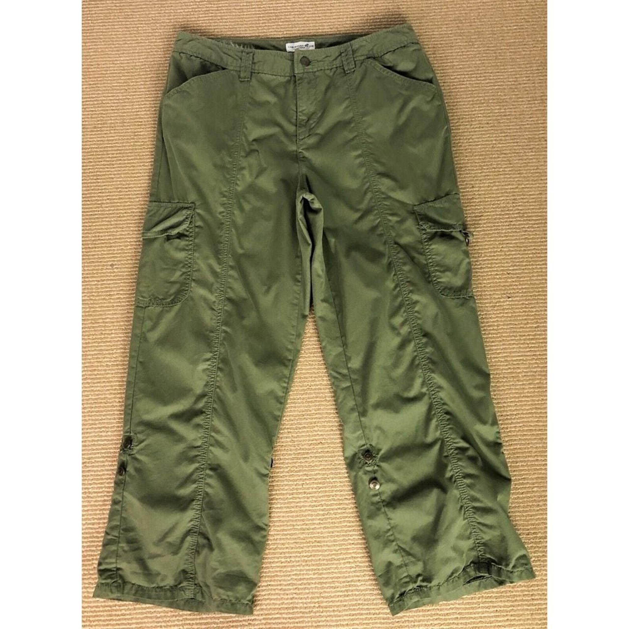 CARIBBEAN JOE Women's Green CARGO Pants SAFARI Size 10 Adjustable Hem